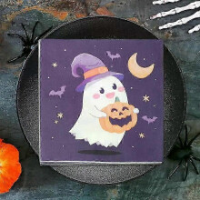(United States) Halloween Party Napkins 20X Ghost With Pumpkin Paper Towels Halloween Table Decoration 65X65Inch Decorative