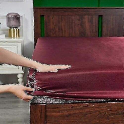 (90x200x25cm, Wine) Σατέν Μεταξωτό Σεντόνι Πολυτελές Μονόχρωμο Κάλυμμα Στρ