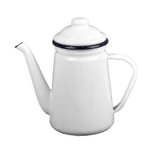 (White) Emaille koffiepot 1,1 liter, duurzame, dikke waterkoker, water- en melkverwarmer, theepot voor op het fornuis, waterkoker voor