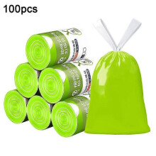 (Green) Bolsas de basura con cordón, 100 unidades, resistentes.