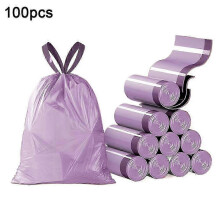 (Purple) Bolsas de basura con cordón, 100 unidades, resistentes.