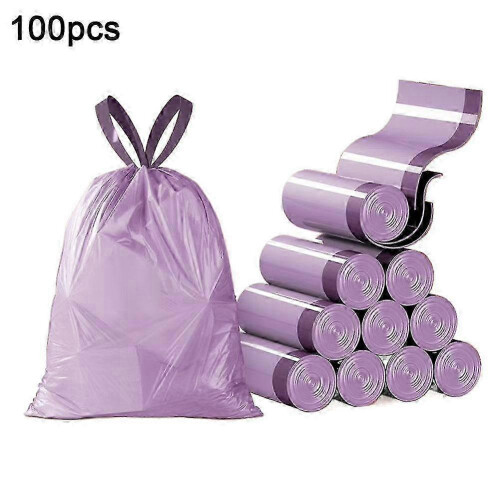 (Purple) Σακούλες απορριμμάτων με κορδόνι περίσφιξης 100 τεμάχια, βαρέως τύπου