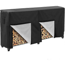 (96x24x42inch, 210D) Firewood Rack Cover, Waterproof 4/8 Feet Log Rack Cover, Windproof Dry Wood Pile Holder Storage Tarp