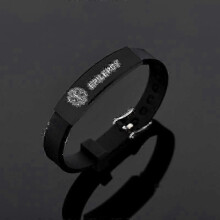 (EPILEPSY) 25-26 \u200bTitanium Steel Medical ID Bracelet with Silicone Band\u200b