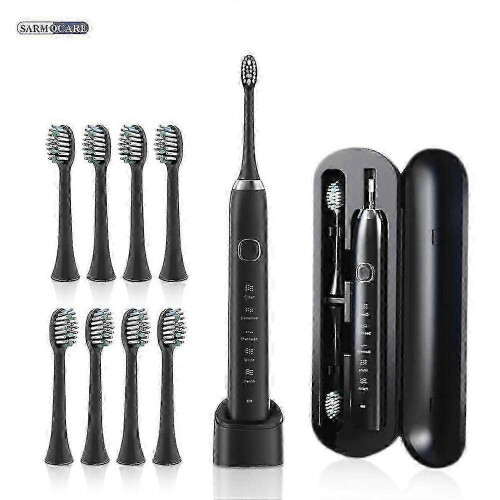 (Black 8 Heads) u200bSarmocare S100 Sonic Οδοντόβουρτσα 8 Κεφαλών με Λειτουργία Λεύκανσ