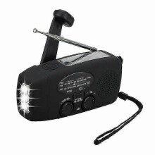 (Blue) Luxora noodweerradio met zonne-energie, handslinger, AM/FM-dynamo en LED-zaklamp met oplader