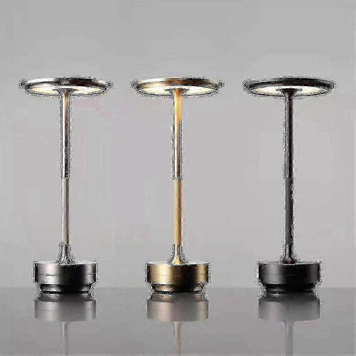 (silver) Waterproof Table Lamp Cordless USB Rechargeable Dimmable for Outdoor