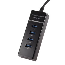 4-Port USB 3.0 Hub, Slim Compact Multiport Expansion Adapter for Laptop PC and Desktop (Black)