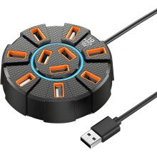10-Port Powered USB Hub, Power Data Multiport Adapter for Laptop PC and Desktop (Black)