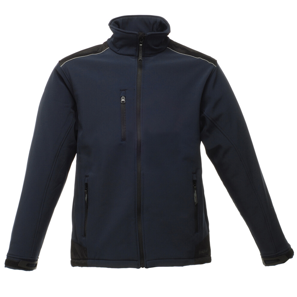 Regatta (M, Navy/Black) Mens Sandstorm Hardwearing Workwear Softshell Jacket (Water Repellent) Black