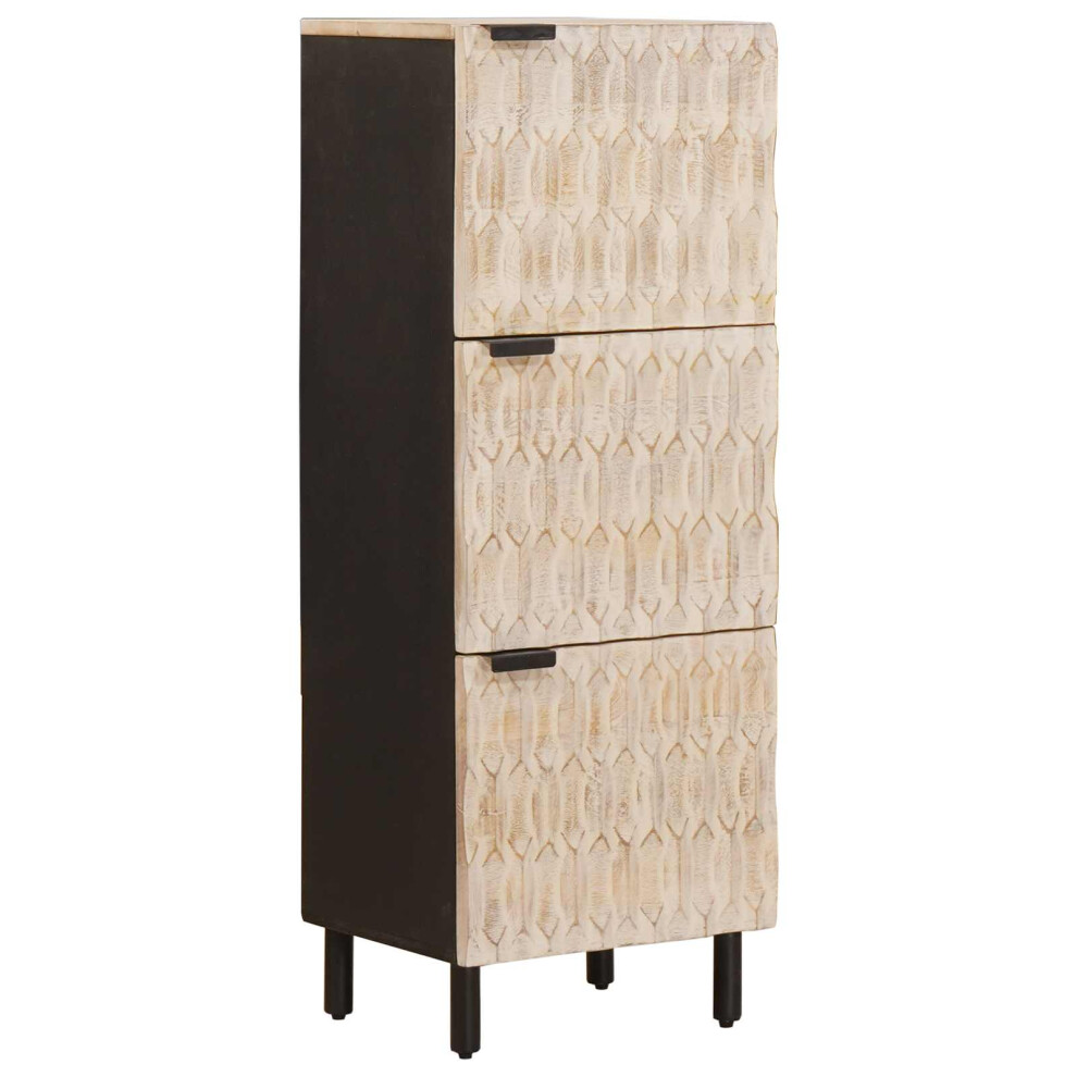 Vidaxl Highboard White Wash Finish 40 X 33 X 110 Cm Solid Mango Wood