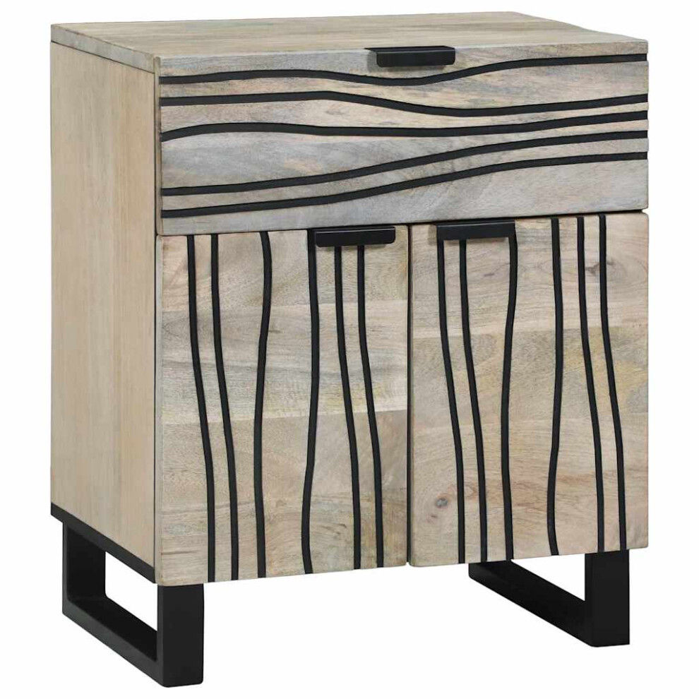 Vidaxl Bedside Cabinet With Drawer White And Black 50 X 33 X 60 Cm