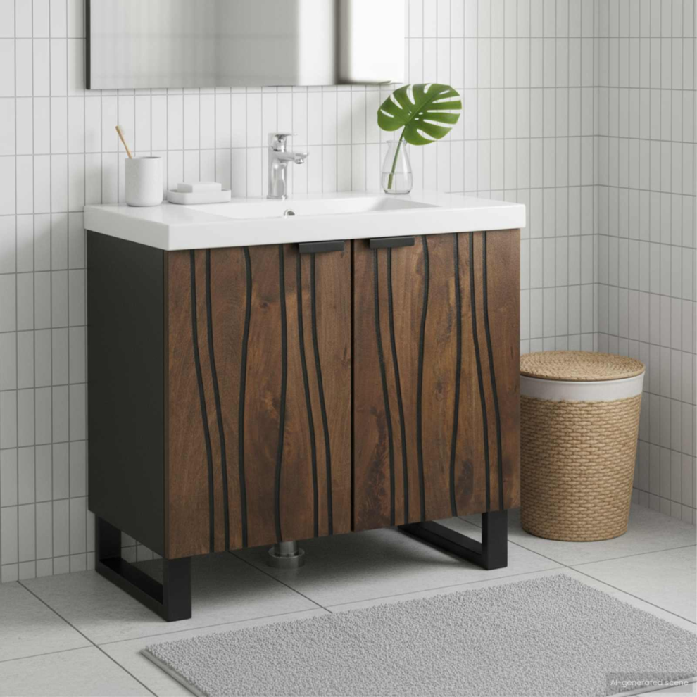Vidaxl Bathroom Sink Cabinet Walnut 62 X 33 X 58 Cm Engineered Wood Brown