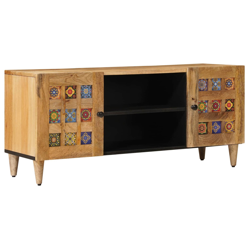 Vidaxl Tv Cabinet With Shelf Natural 105 X 33 X 46 Cm Solid Mango Wood