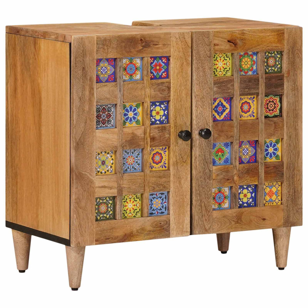 Vidaxl Bathroom Sink Cabinet Natural 62 X 33 X 58 Cm Solid Mango Wood