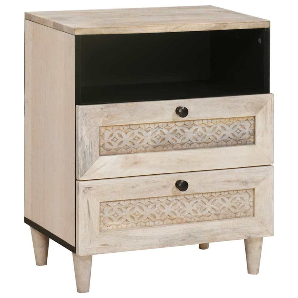 Vidaxl Bedside Cabinet Beige 50 X 33 X 62 Cm Solid Acacia Wood