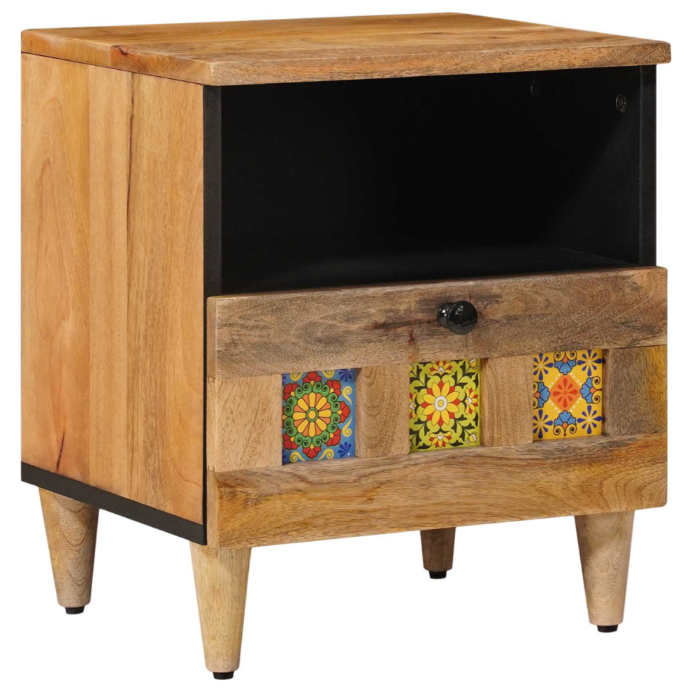 Vidaxl Bedside Cabinet Natural 40 X 33 X 46 Cm Solid Mango Wood