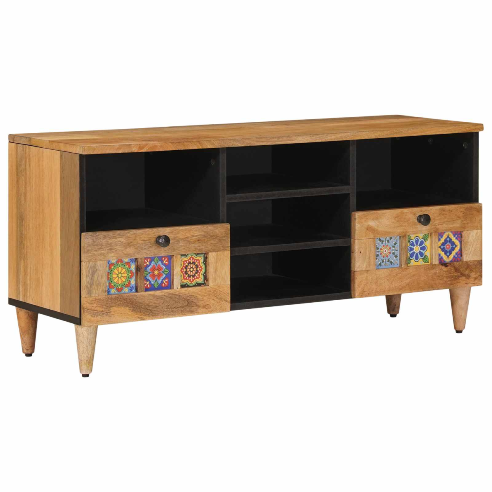 Vidaxl Tv Cabinet With Shelf Natural 100 X 33 X 46 Cm Solid Mango Wood
