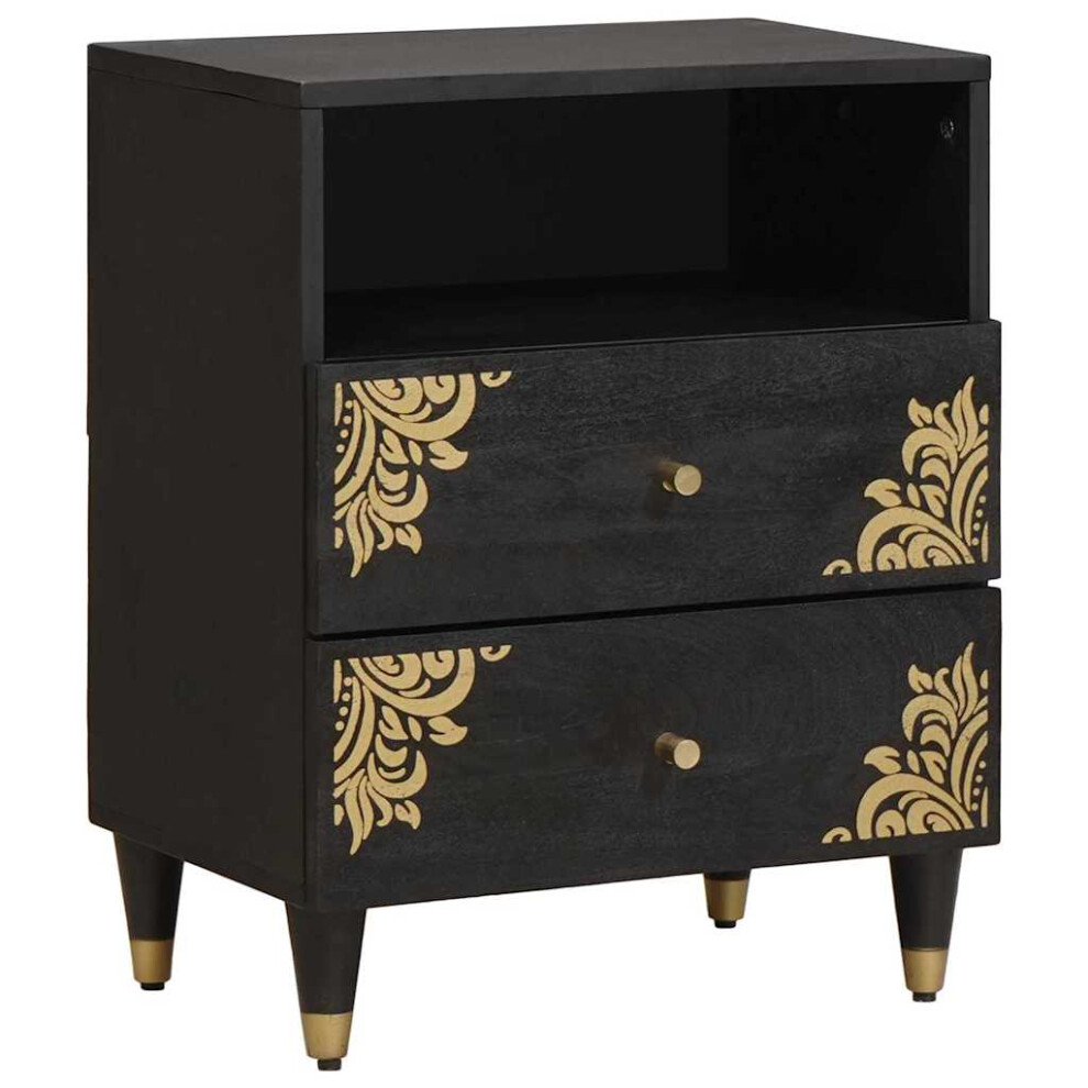 Vidaxl Bedside Cabinet Black 50 X 33 X 62 Cm Solid Mango Wood