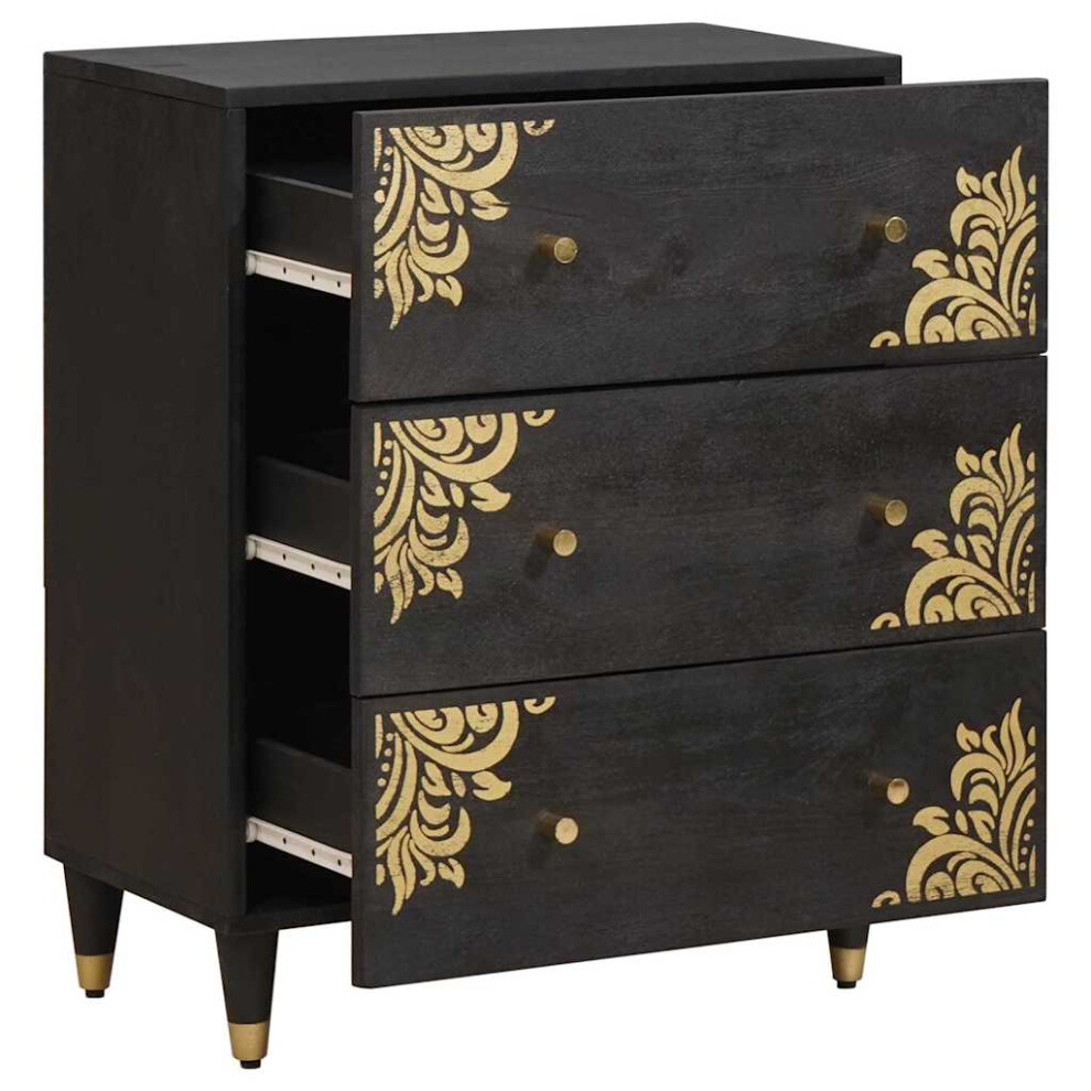 Vidaxl Sideboard 60 X 33 X 75 Cm Solid Mango Wood Black