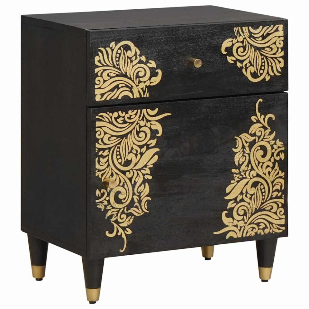 Vidaxl Bedside Cabinet With Door With Drawer Black 50 X 33 X 60 Cm