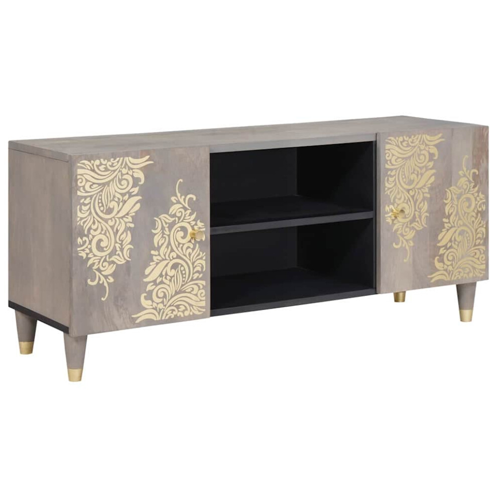 Vidaxl Tv Cabinet With Shelf 105 X 33 X 46 Cm Solid Mango Wood Grey