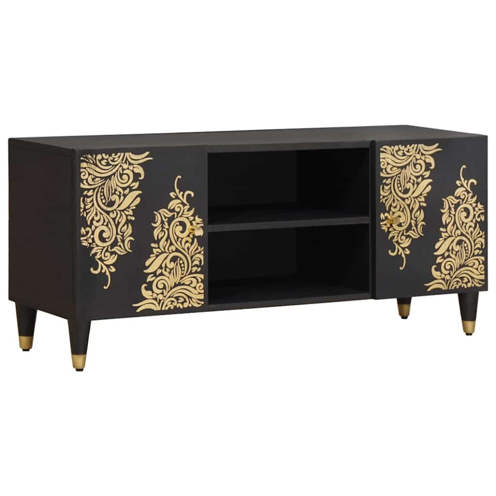 Vidaxl Tv Cabinet With Shelf 105 X 33 X 46 Cm Solid Mango Wood Black