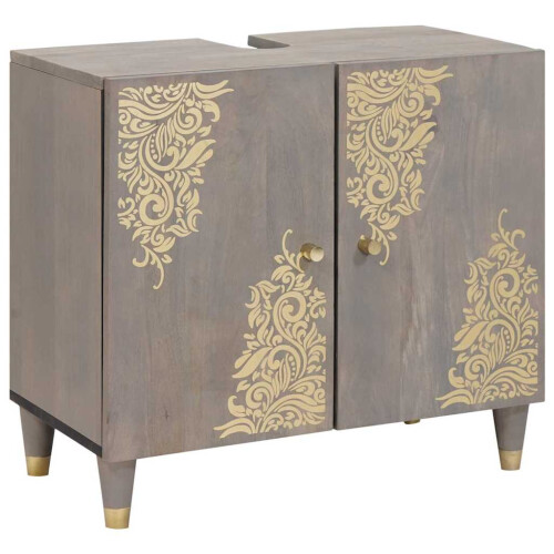 VidaXL vidaXL Sink cabinet with Storage Grey 62 x 33 x 58 cm Solid Mango Wood