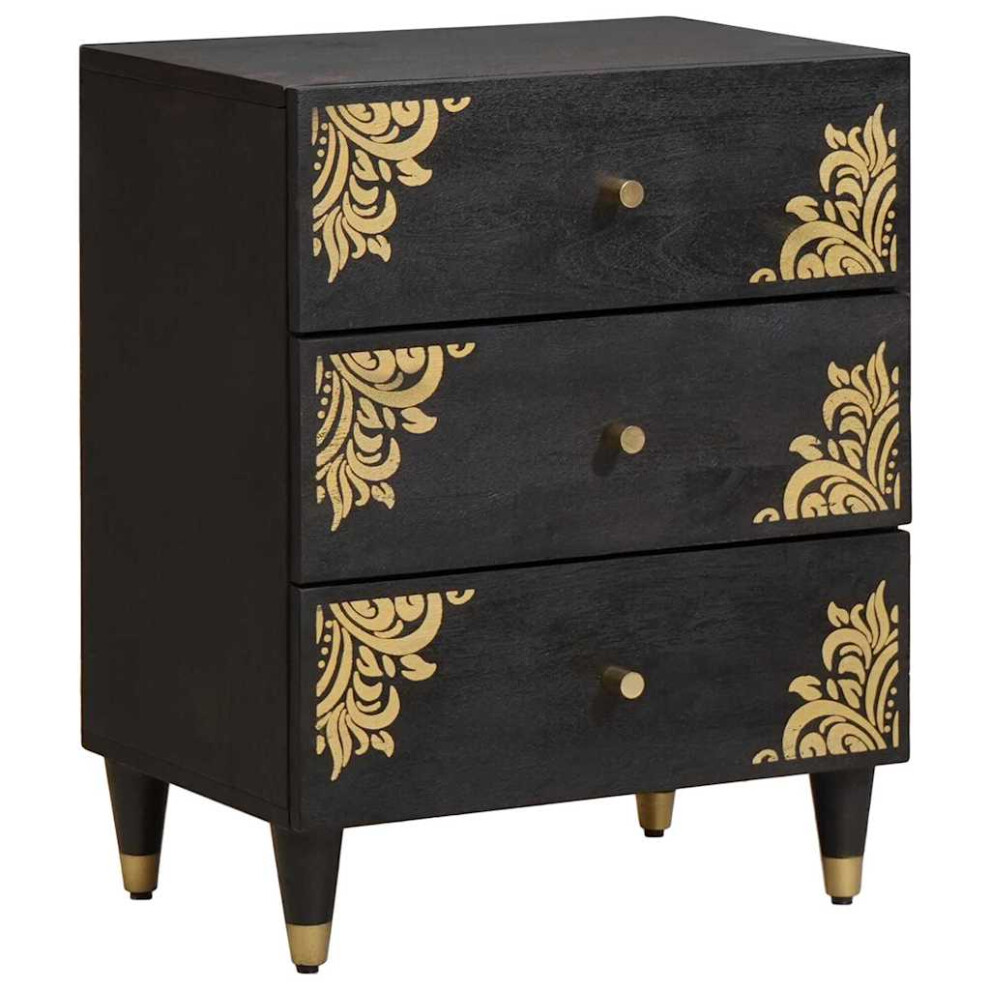 Vidaxl Bedside Cabinet Black 50 X 33 X 62 Cm Solid Mango Wood
