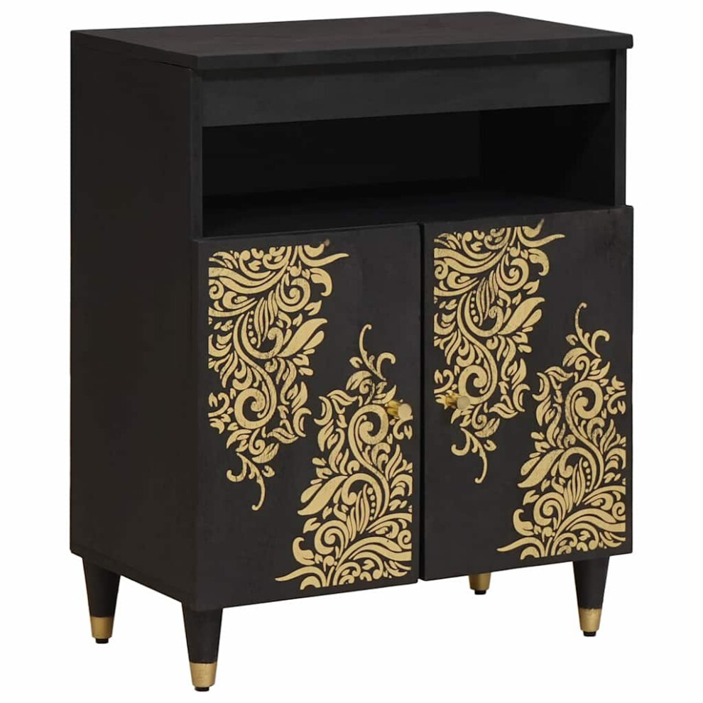 Vidaxl Sideboard With Shelf 60 X 33 X 75 Cm Solid Mango Wood Black