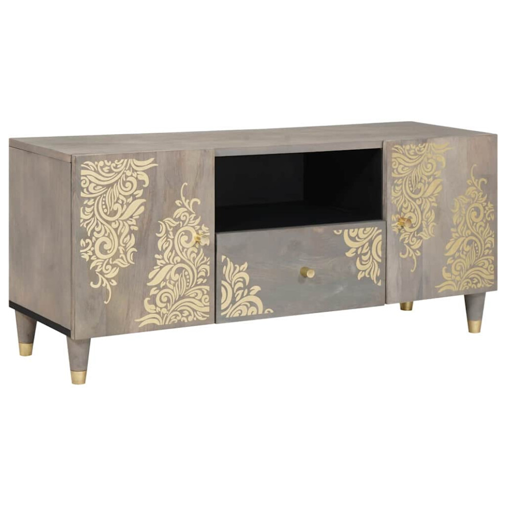 Vidaxl Tv Cabinet With Drawer 105 X 33 X 46 Cm Solid Mango Wood Grey