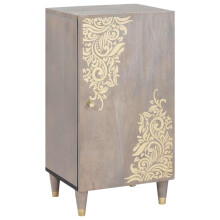 vidaXL Sideboard Grey and Gold 40 x 33 x 75 cm Solid Mango Wood