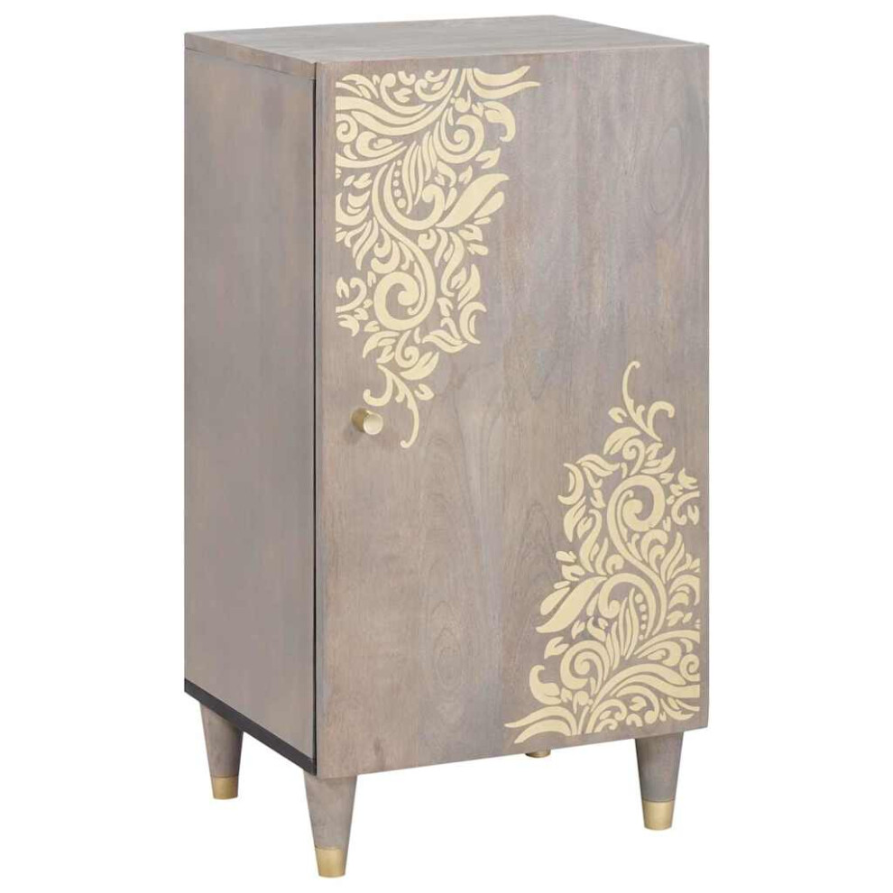 Vidaxl Sideboard Grey And Gold 40 X 33 X 75 Cm Solid Mango Wood
