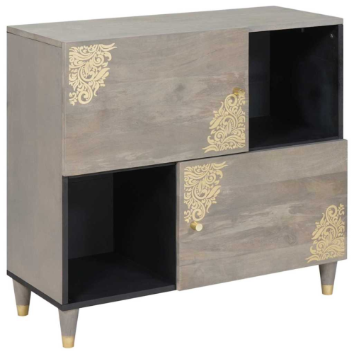 VidaXL vidaXL Sideboard Grey and Gold 80 x 33 x 75 cm Solid Mango Wood