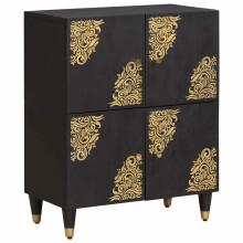 vidaXL Sideboard with Shelf Black 60 x 33 x 75 cm Solid Mango Wood