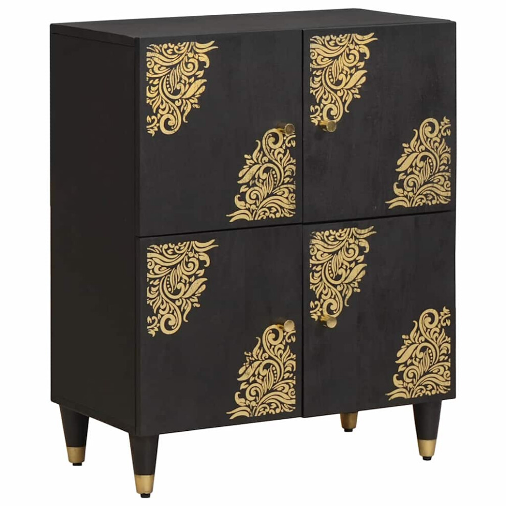 Vidaxl Sideboard With Shelf 60 X 33 X 75 Cm Solid Mango Wood Black
