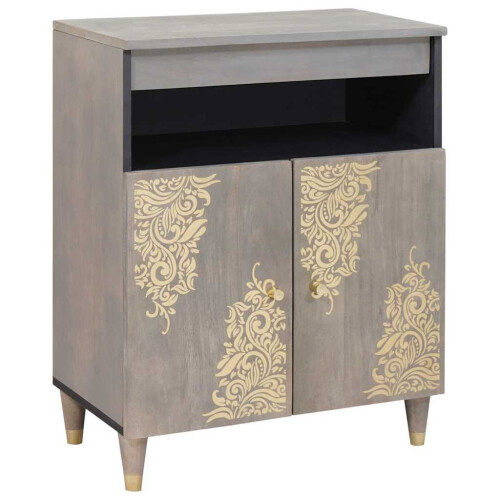 VidaXL vidaXL Sideboard Grey and Gold 60 x 33 x 75 cm Solid Mango Wood