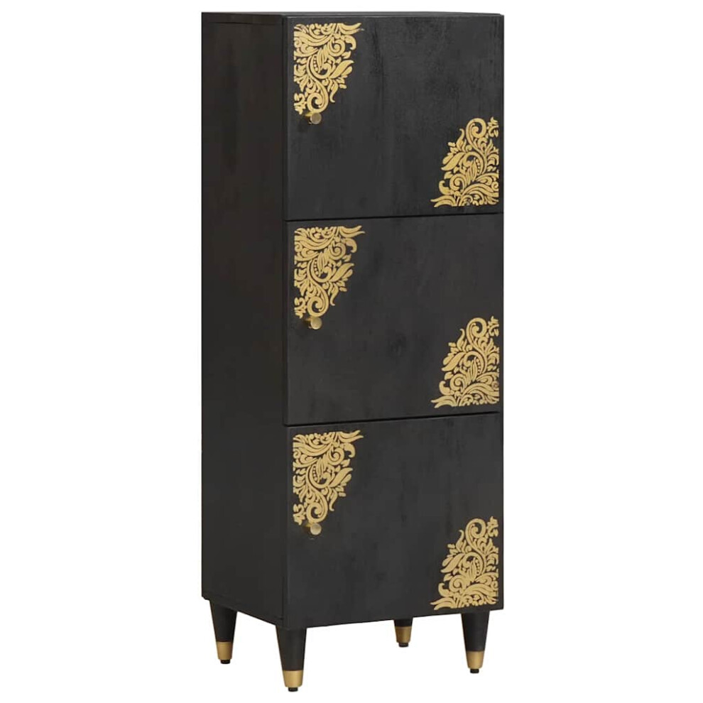 Vidaxl Highboard With Shelf Black 40 X 33 X 110 Cm Solid Mango Wood