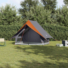 vidaXL Family Tent with Roof Grey and Orange 220 x 220 x 184 cm