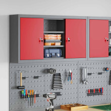 vidaXL Werkzeugschrank mit Regal Rot und Grau 100 x 20 x 55 cm