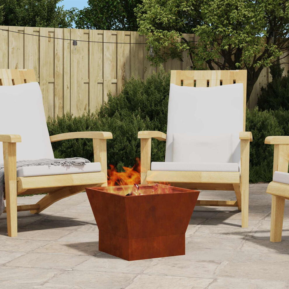 Vidaxl Fire Pit Brown 40 X 40 X 35 Cm Weathering Steel