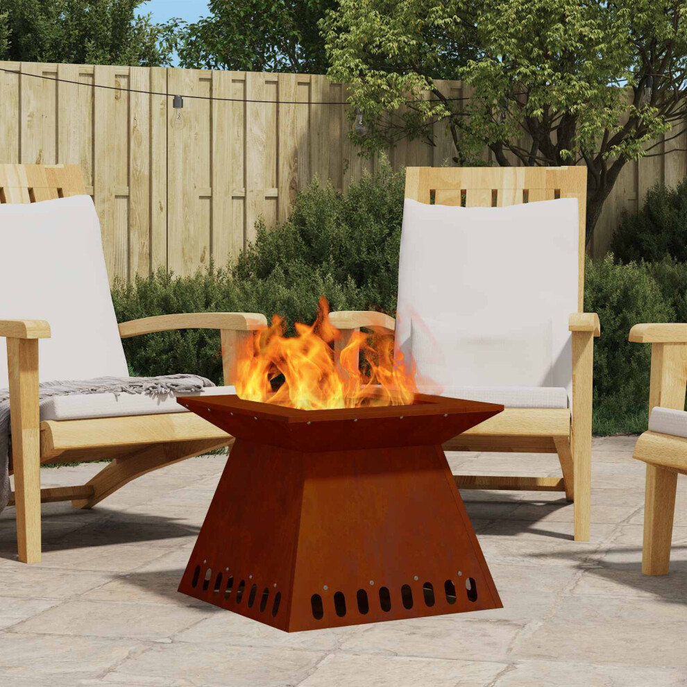Vidaxl Fire Pit Brown 48 X 48 X 40 Cm Weathering Steel