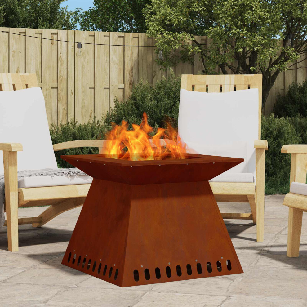 Vidaxl Fire Pit Brown 60 X 60 X 50 Cm Weathering Steel