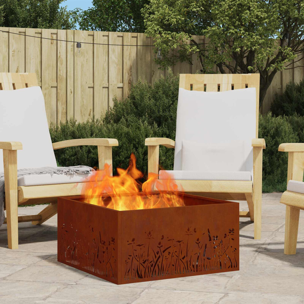Vidaxl Fire Pit Brown 60 X 60 X 30 Cm Weathering Steel