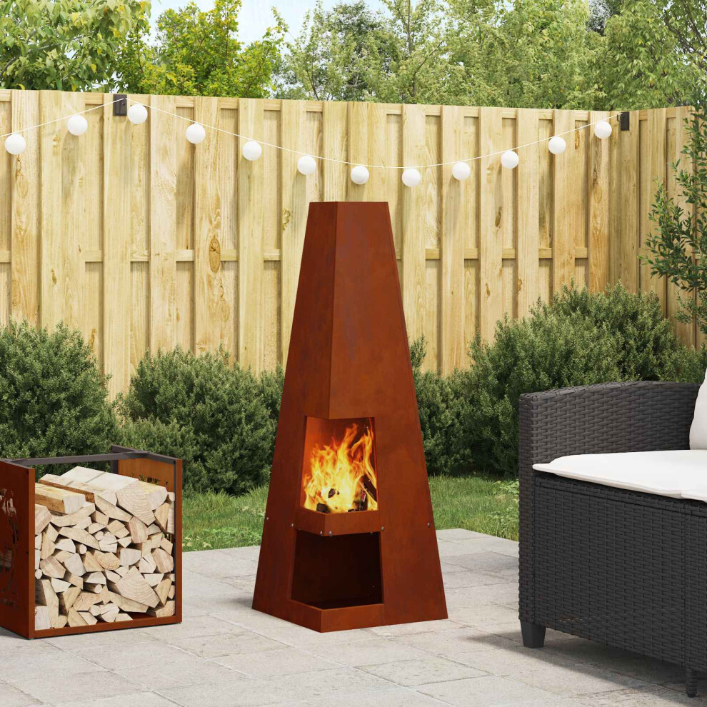 Vidaxl Fire Pit Brown 35 X 35 X 100 Cm Weather Steel