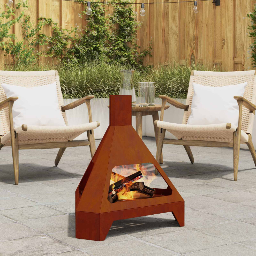 Vidaxl Fire Pit Brown 50 X 43 X 52 Cm Weathering Steel