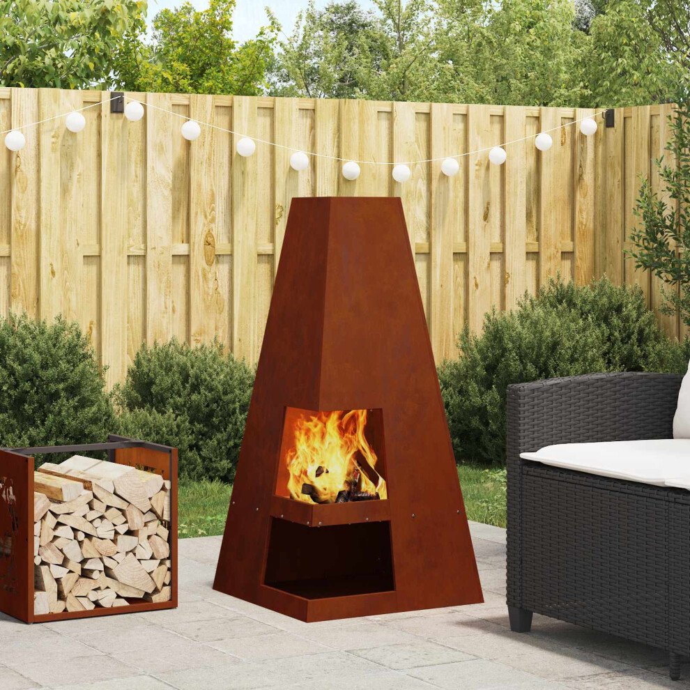 Vidaxl Fire Pit Brown 50 X 50 X 100 Cm Steel