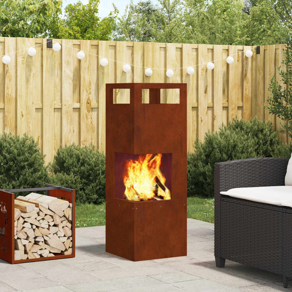 Vidaxl Fire Pit Brown 35 X 35 X 100 Cm Steel