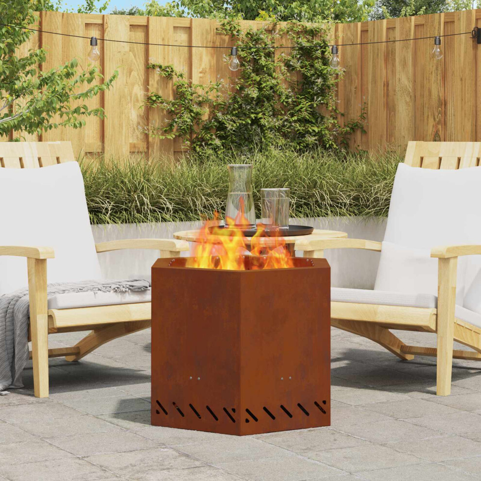 Vidaxl Smokeless Fire Pit Brown 58 X 58 X 51 Cm Weathering Steel