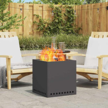 vidaXL Smokeless Fire Pit Black 48 x 48 x 50 cm Steel